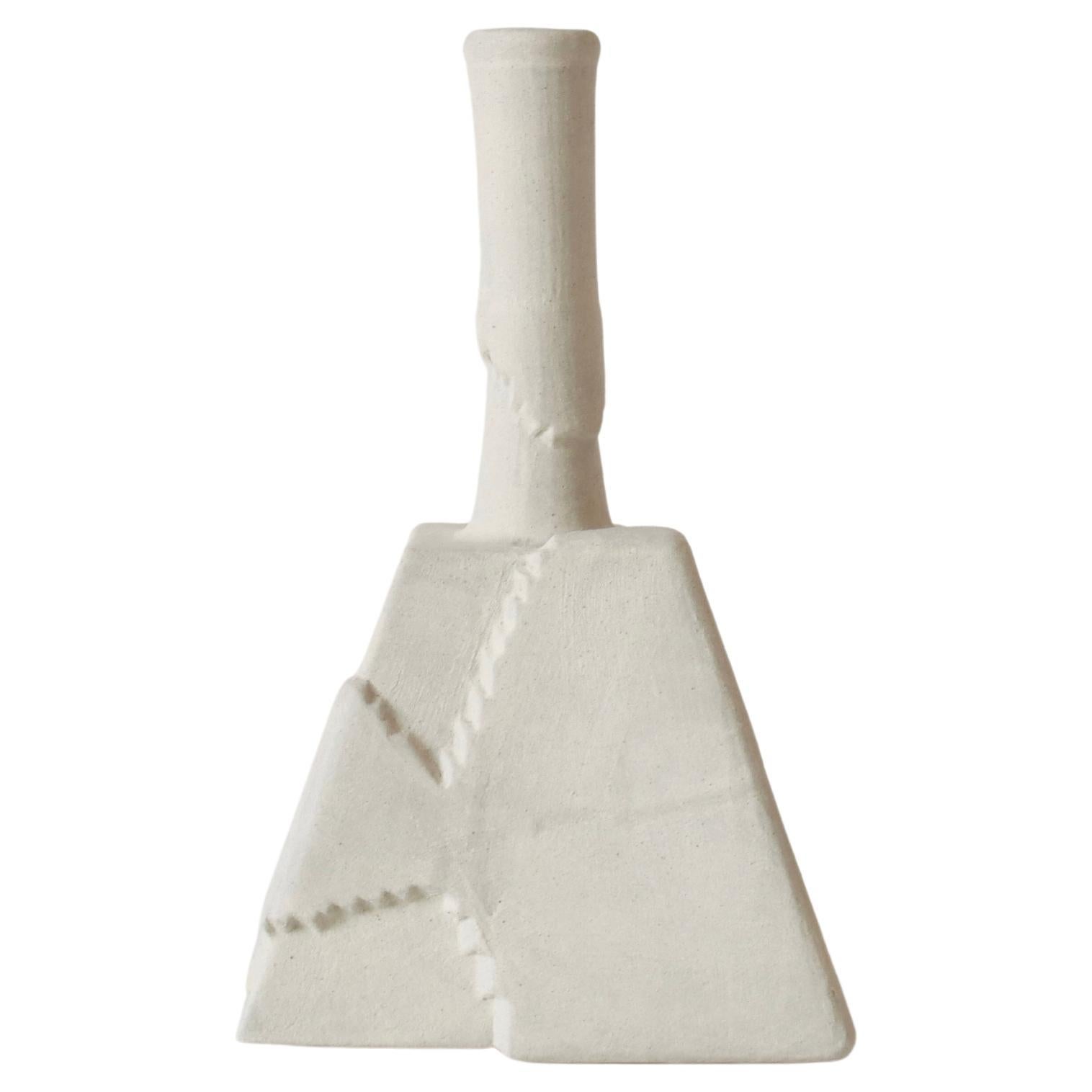 White Handmade White Ceramic Vase with Peeling Texture, Minimalism