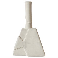 White Handmade White Ceramic Vase with Peeling Texture, Minimalism