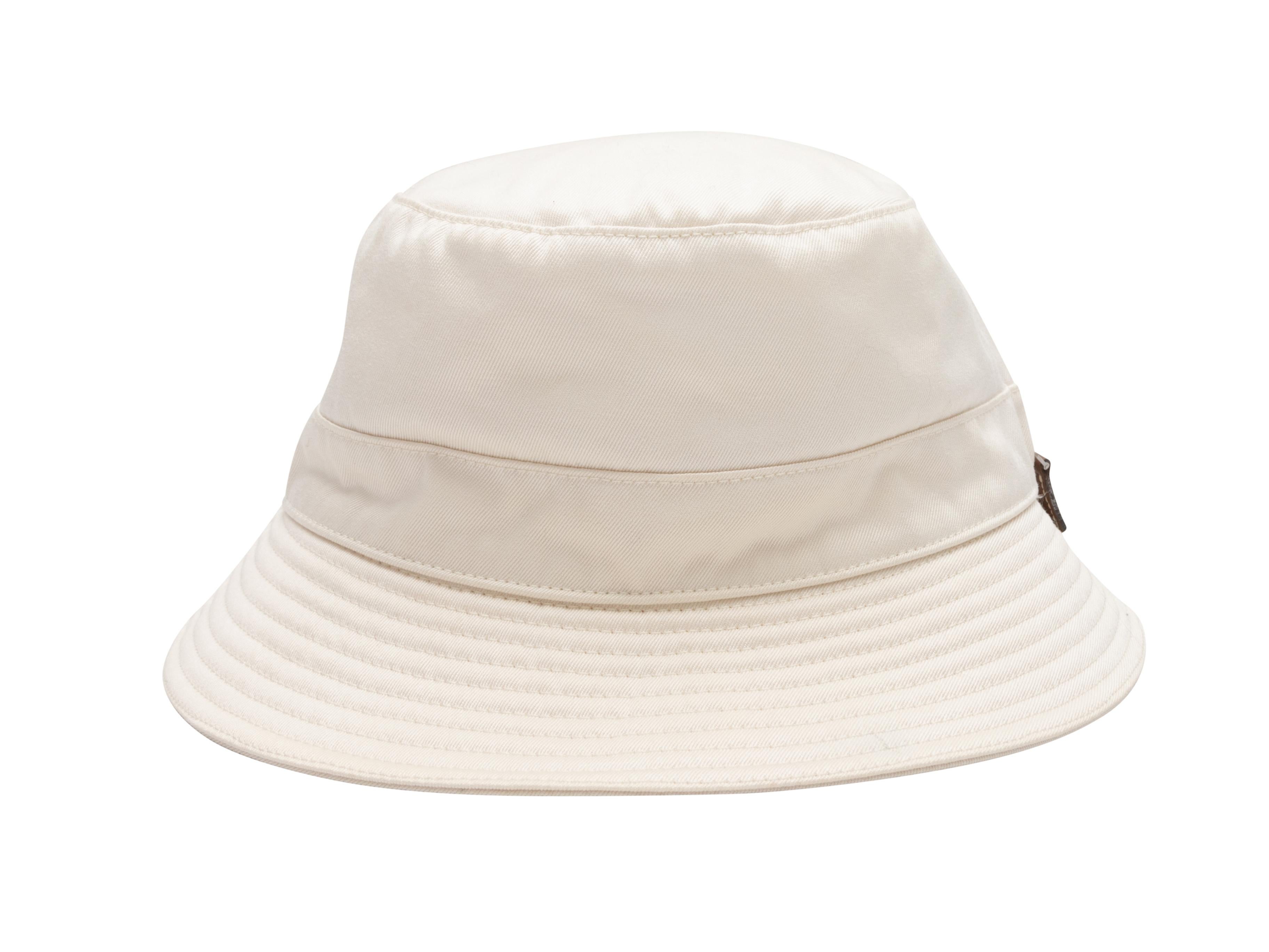 White Hermes Zipper Bucket Hat In Excellent Condition In New York, NY