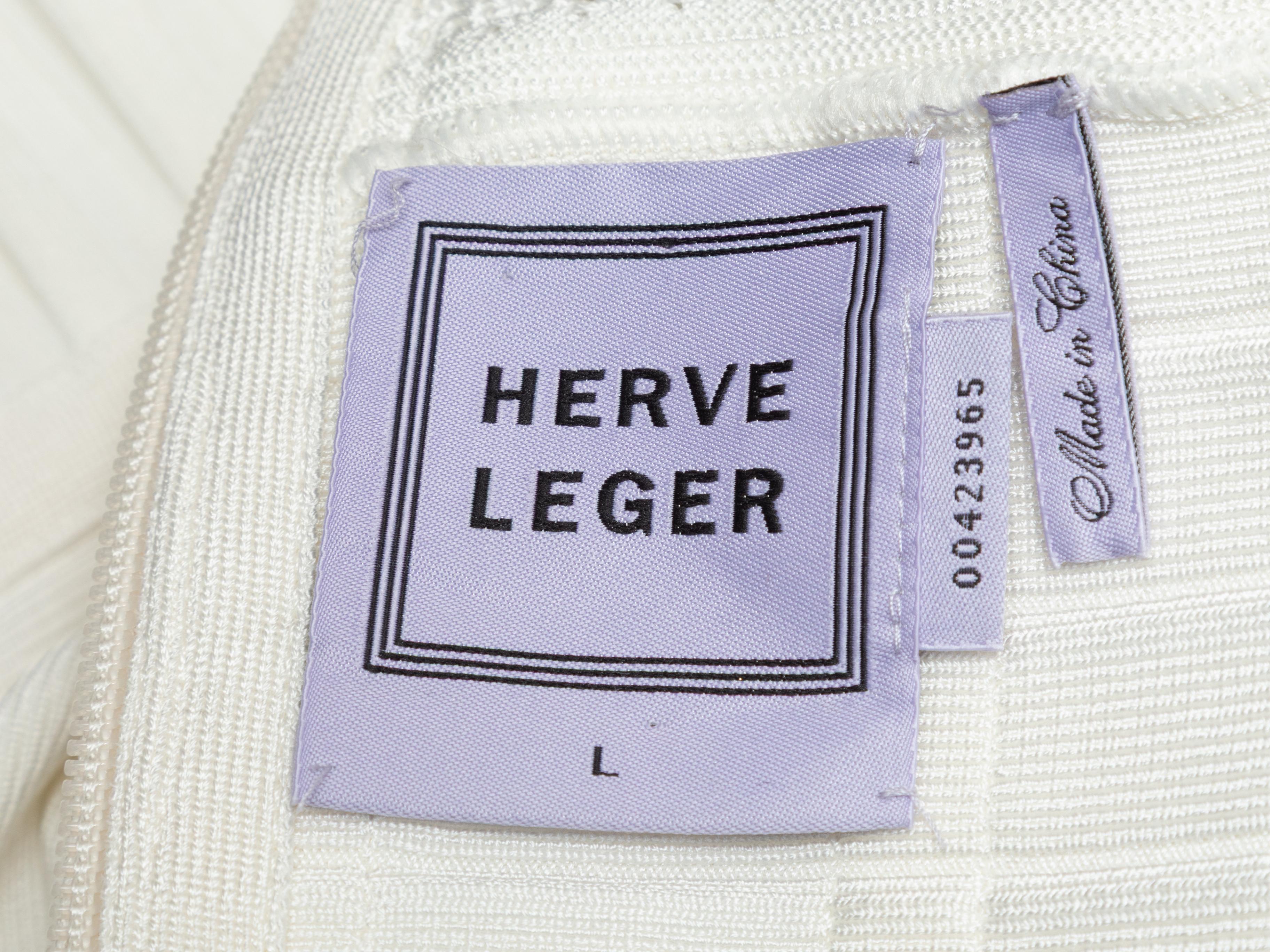 Weißes Herve Leger Minikleid mit Maschenbesatz Größe US L Damen im Angebot