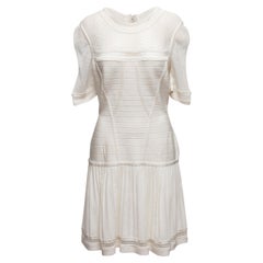 Weißes Herve Leger Minikleid mit Maschenbesatz Größe US L