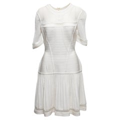 White Herve Leger Mesh-Accented Pleated Dress Size US M