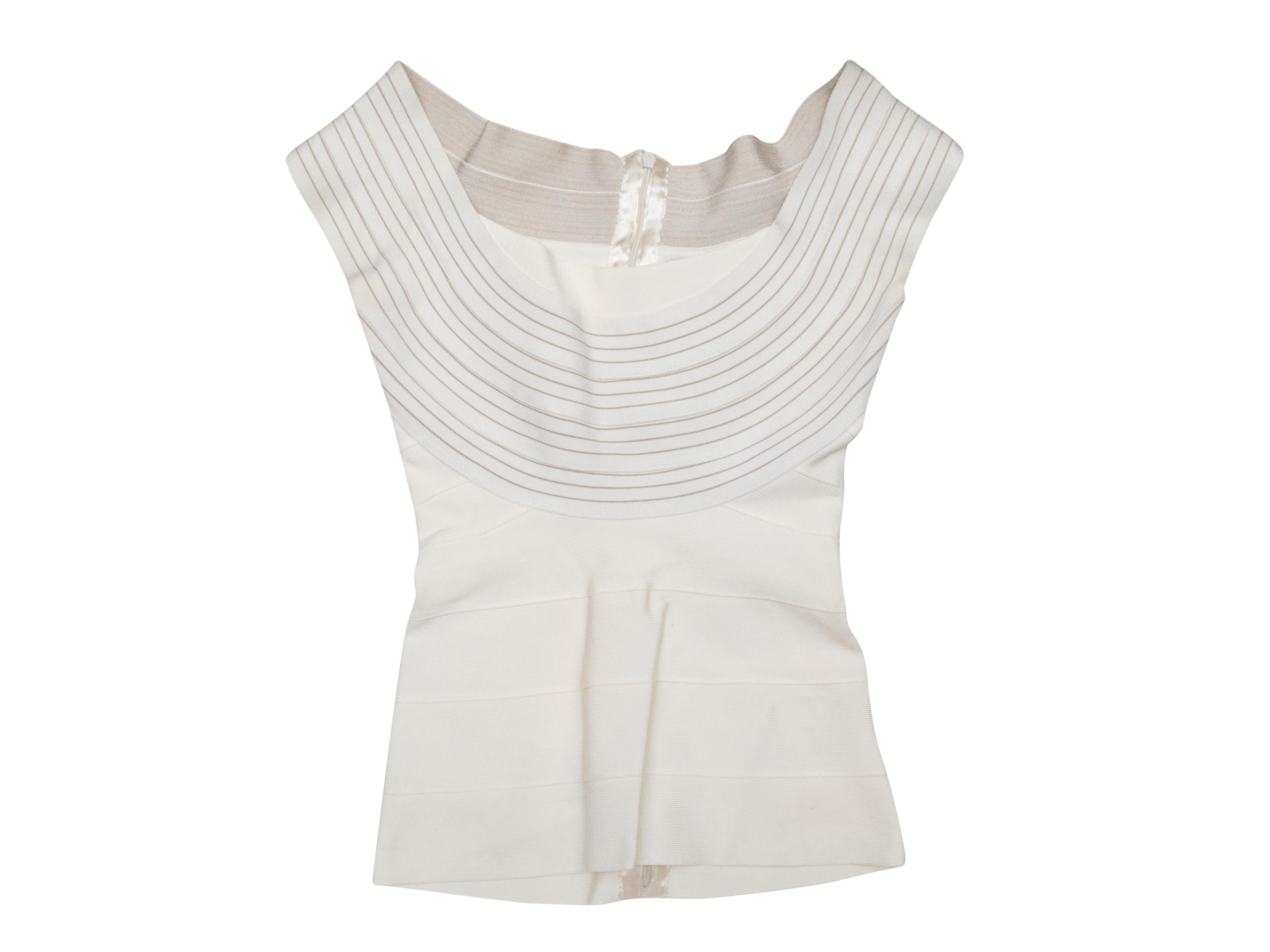Gray White Herve Leger Scoop Neck Bandage Top Size US XS
