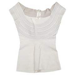 Weißes Herve Leger Bandage Top mit Rundhalsausschnitt Größe US XS
