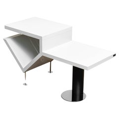 Retro White Hifi Storage System / Table "Attyka" Serie Jacob Jensen for Bang & Olufsen