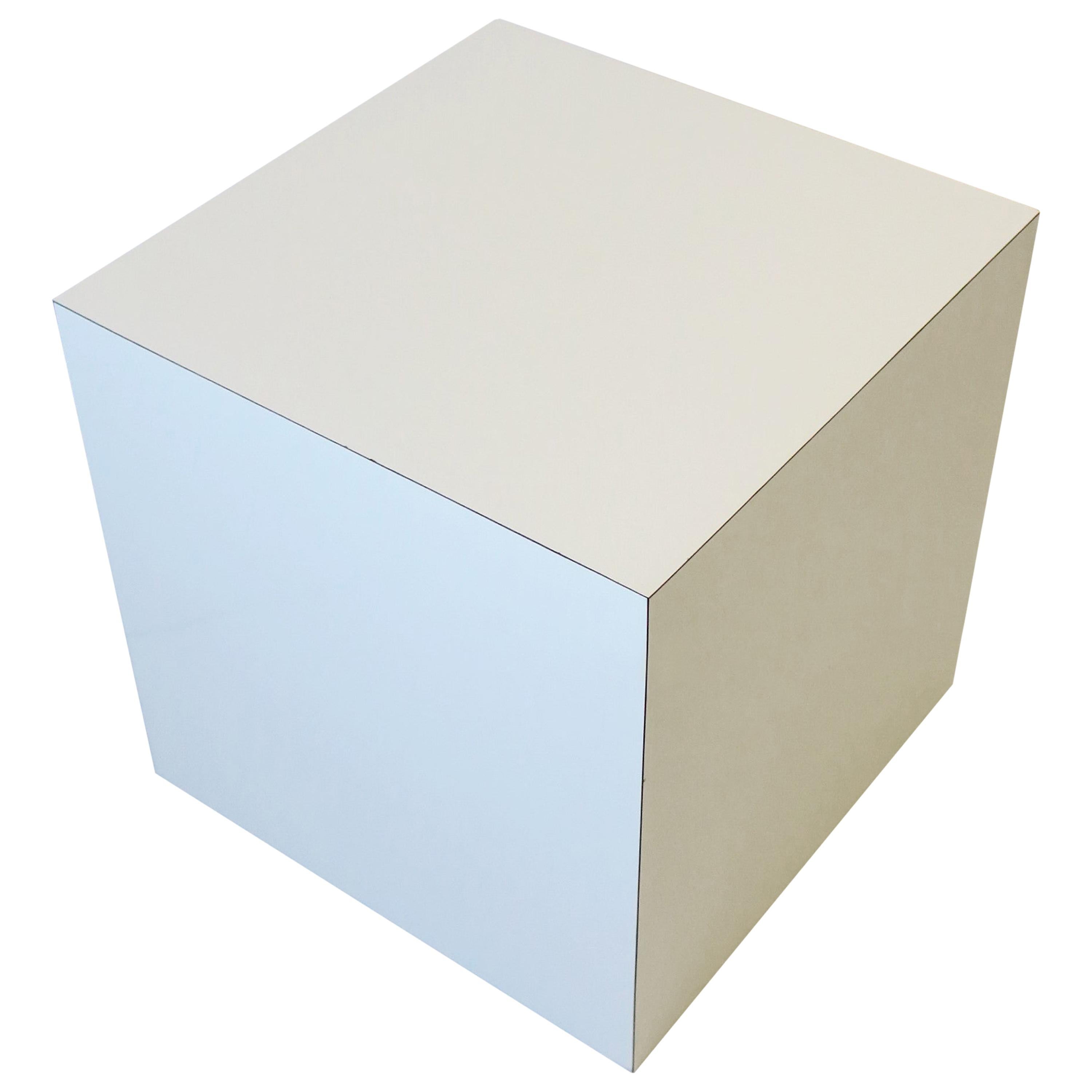 White Pedestal Cube or End Table  For Sale