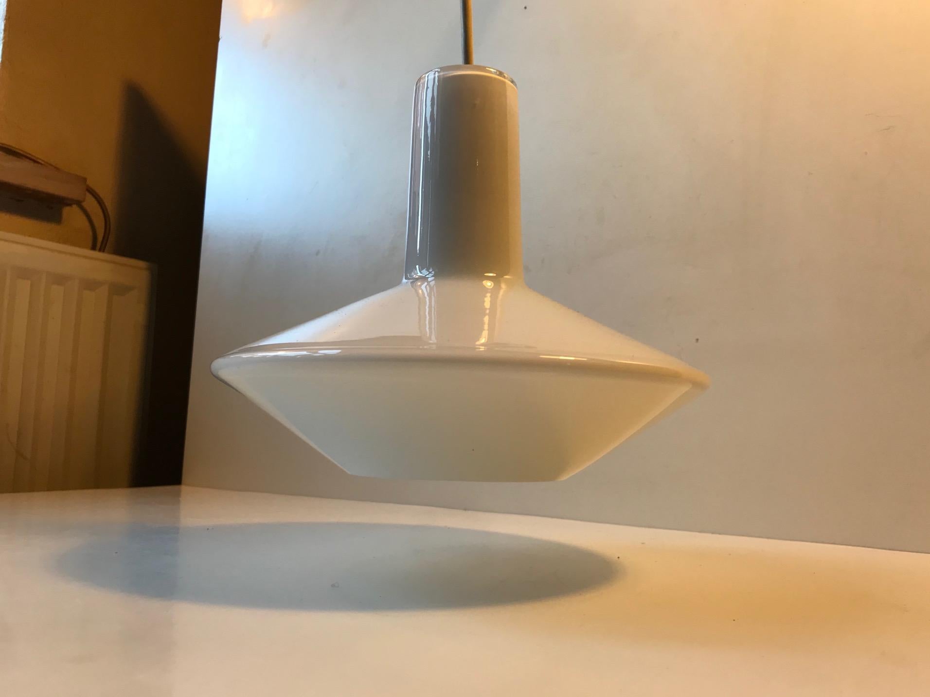 Danish White Holmegaard Opaline Pendant Lamp 'Sinus' by Sidse Werner
