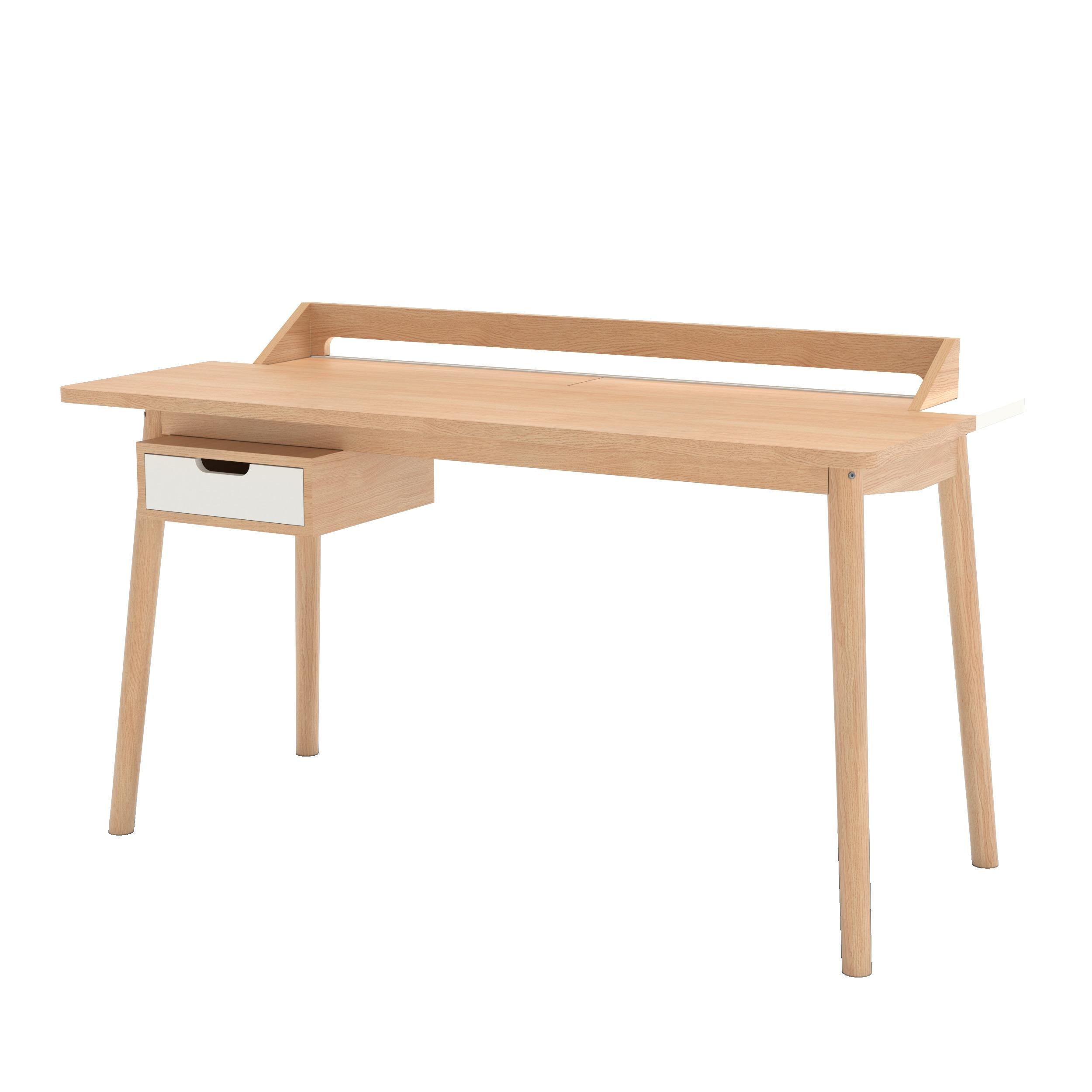 Post-Modern White Honoré Desk Natural Oak by HARTO For Sale