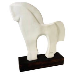 Weißes Pferd Keramik-Skulptur von Balossi