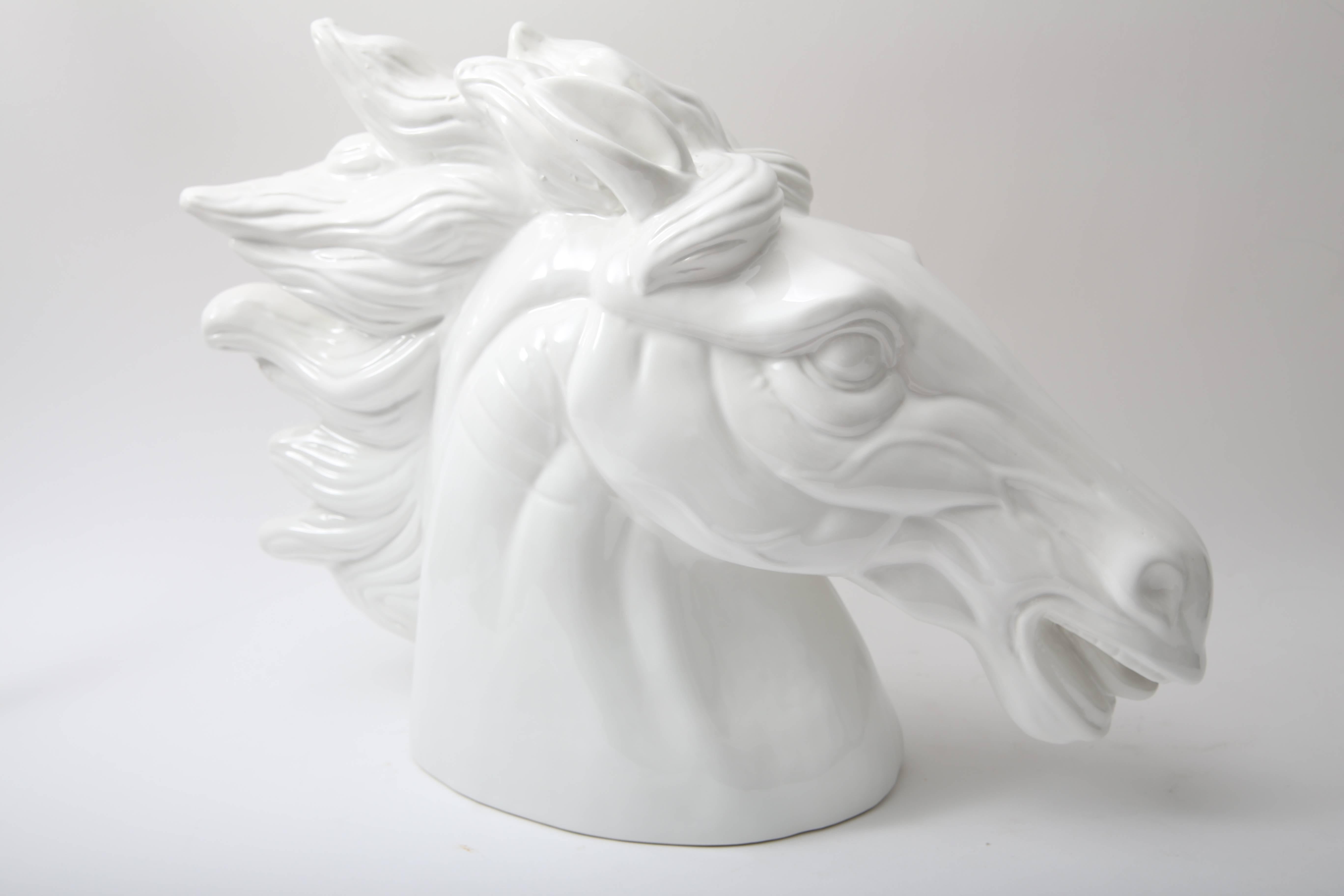 Italian White Horse Head Sculpture