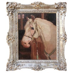 White Horse Painting, Oil on Board
