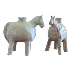 White Horse Vase Ceramic  (Yellowstone Wild Life) White Stoneware, glossy glaze