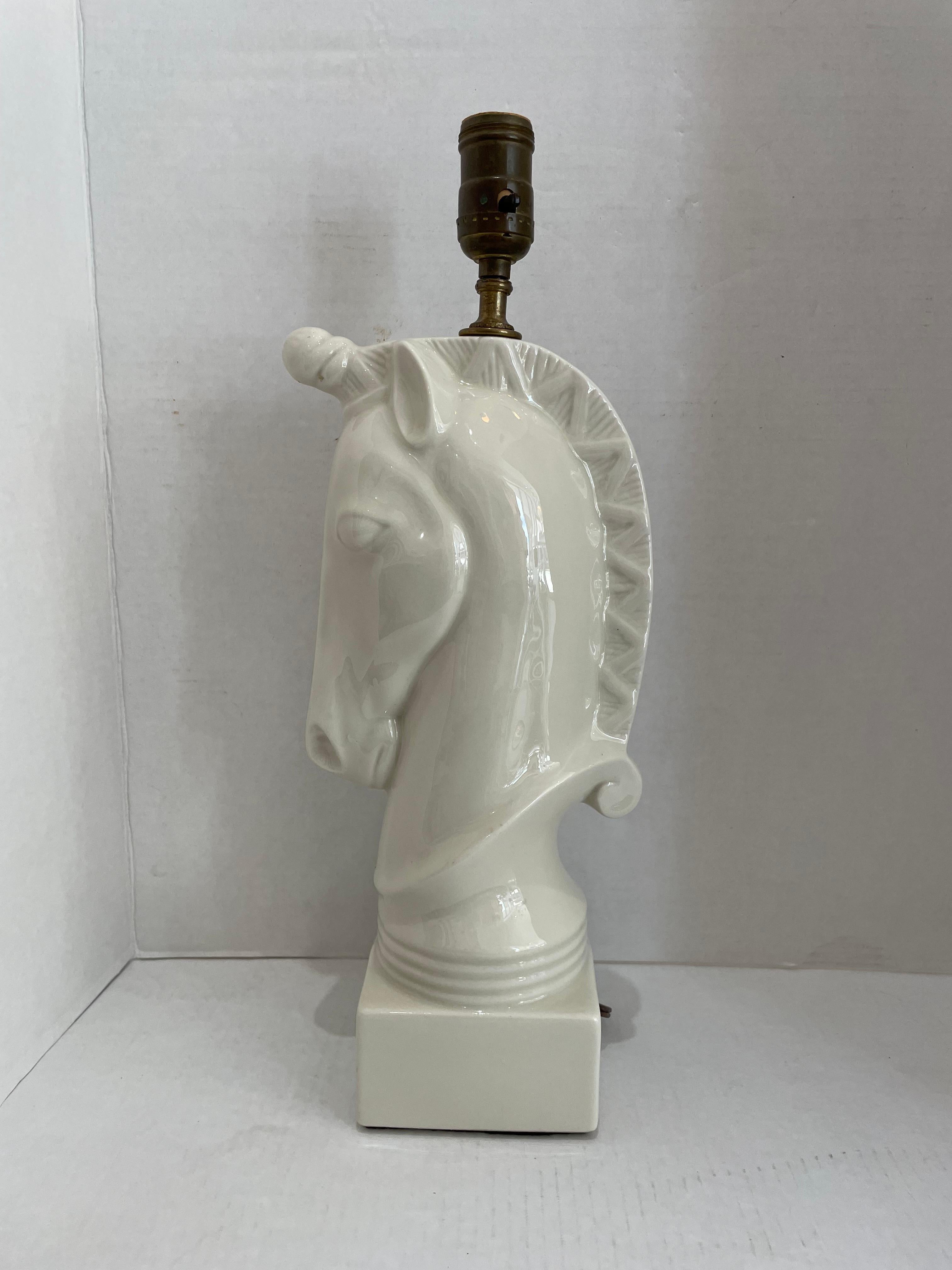 American White Horsehead Table Lamp For Sale