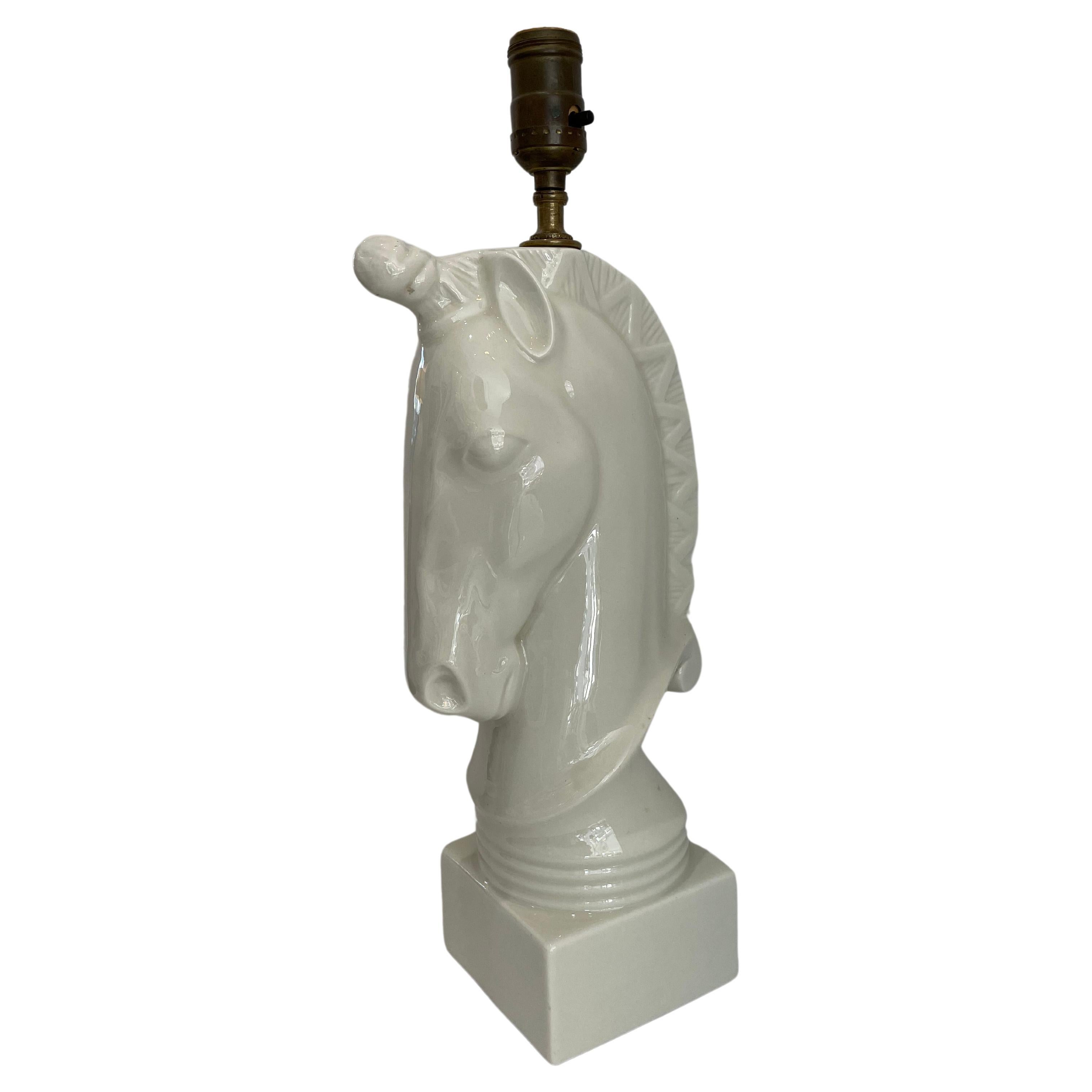 White Horsehead Table Lamp For Sale