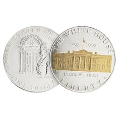 White House Bicentennial 1992 Gold Highlighted Silver Dollar Commemorative Coin