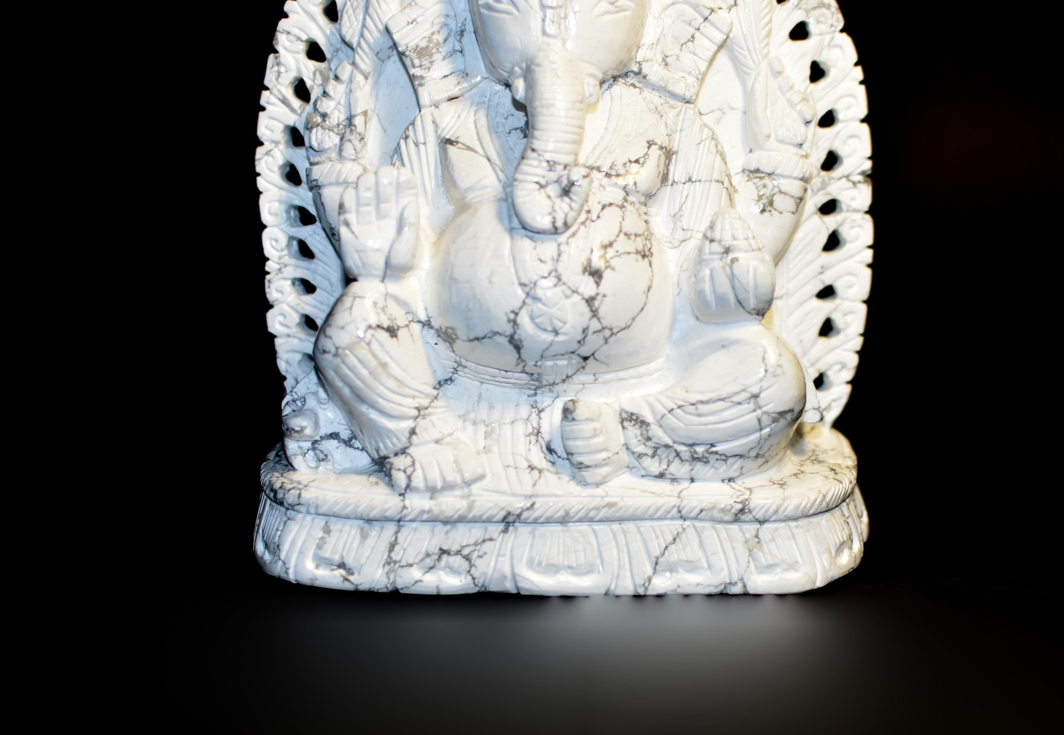 White Howlite Stone Ganesh For Sale 5