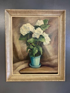 White Hydrangea Painting by Nina Kickbush Griffin