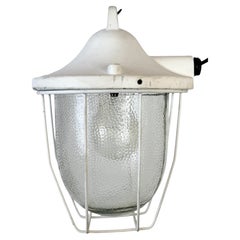 White Industrial Bunker Cage Light from Polam Gdansk, 1970s