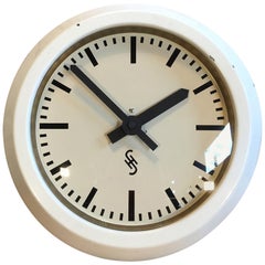 White Industrial Factory Wall Clock from Siemens & Halske, 1950s