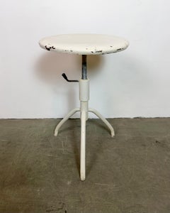 White Industrial Iron Height Adjustable Stool, 1960s