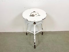 White Industrial Iron Swivel Stool, 1960s
