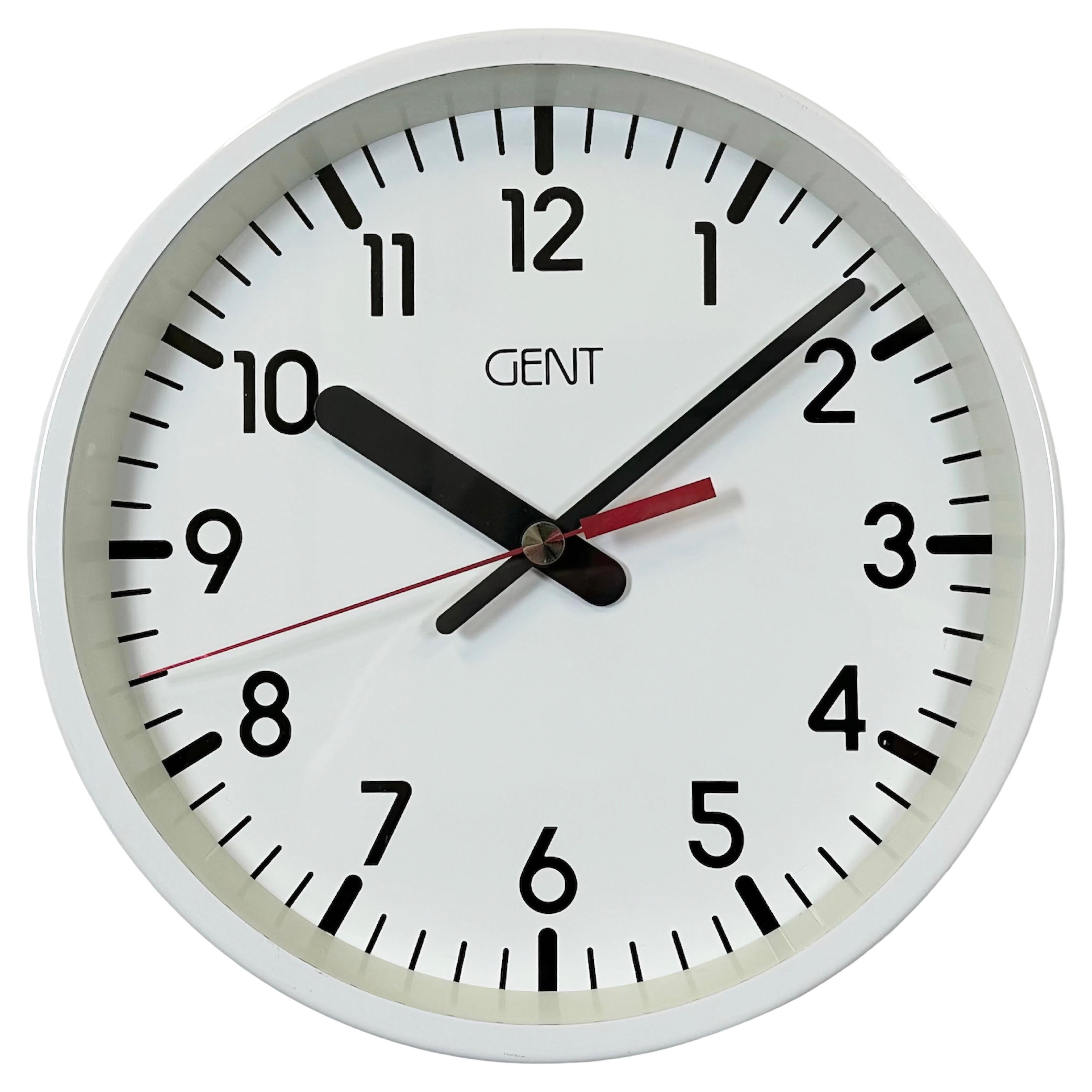 White Industrial Wall Clock from Gent, 1980s For Sale