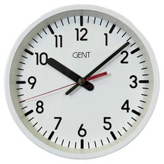 Retro White Industrial Wall Clock from Gent, 1980s
