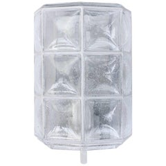 White Iron and Bubble Glass Wall Light Sconce by Glashütte Limburg, circa 1960