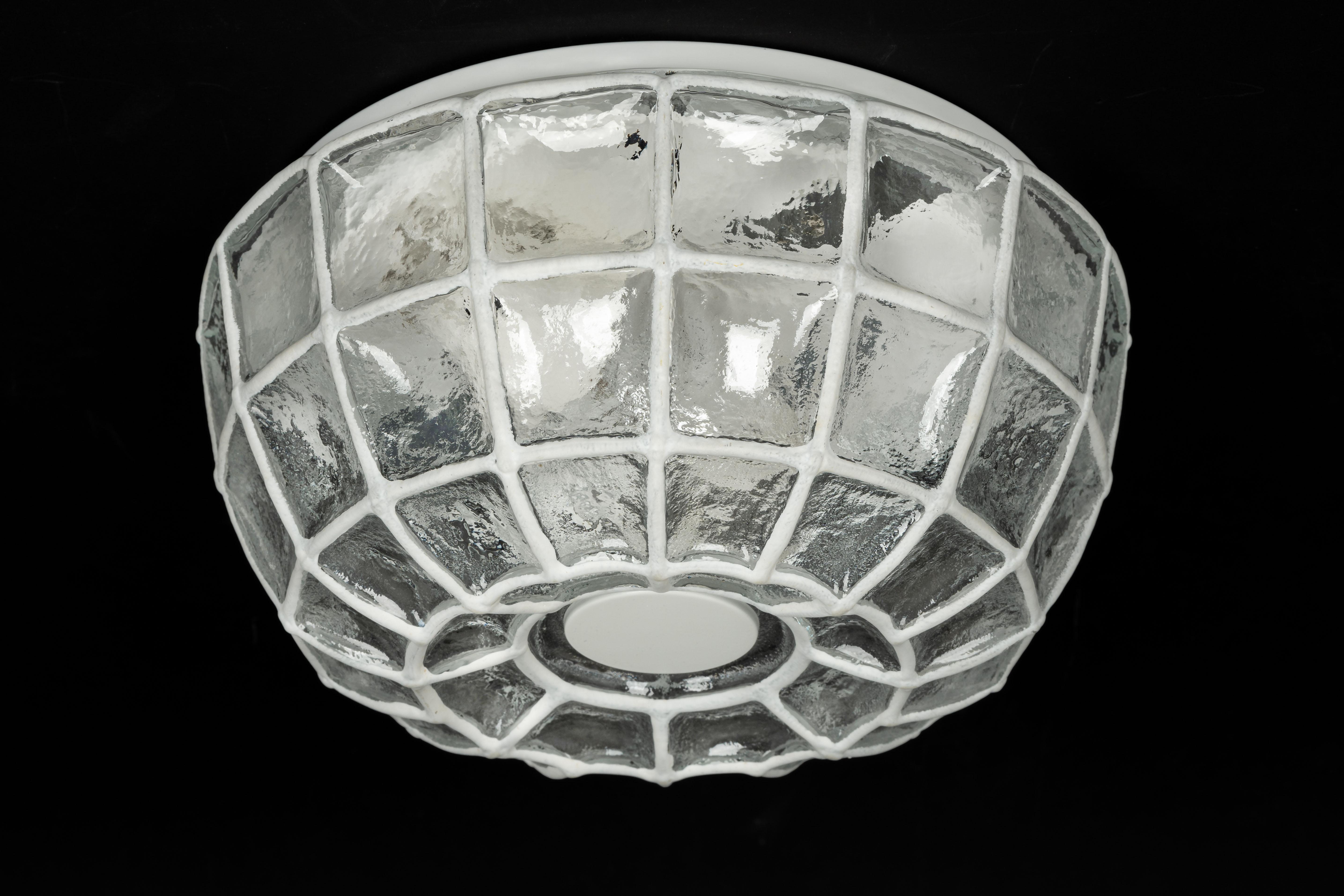 1 of 5 White Iron and Clear Glass Ceiling Lights by Limburg, Germany, 1960s For Sale 5