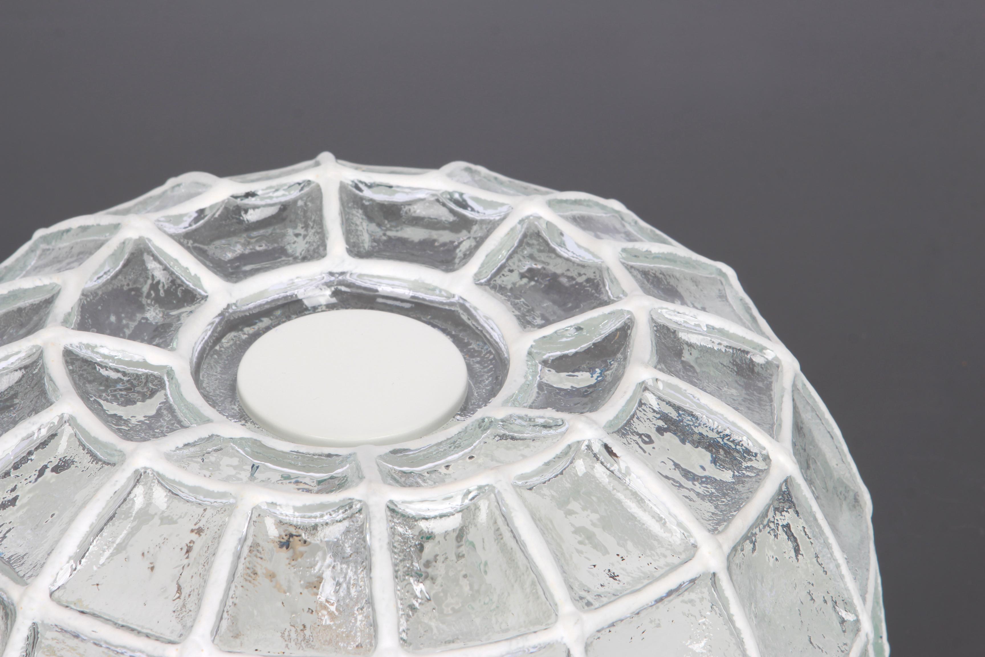 1 of 5 White Iron and Clear Glass Ceiling Lights by Limburg, Germany, 1960s For Sale 1