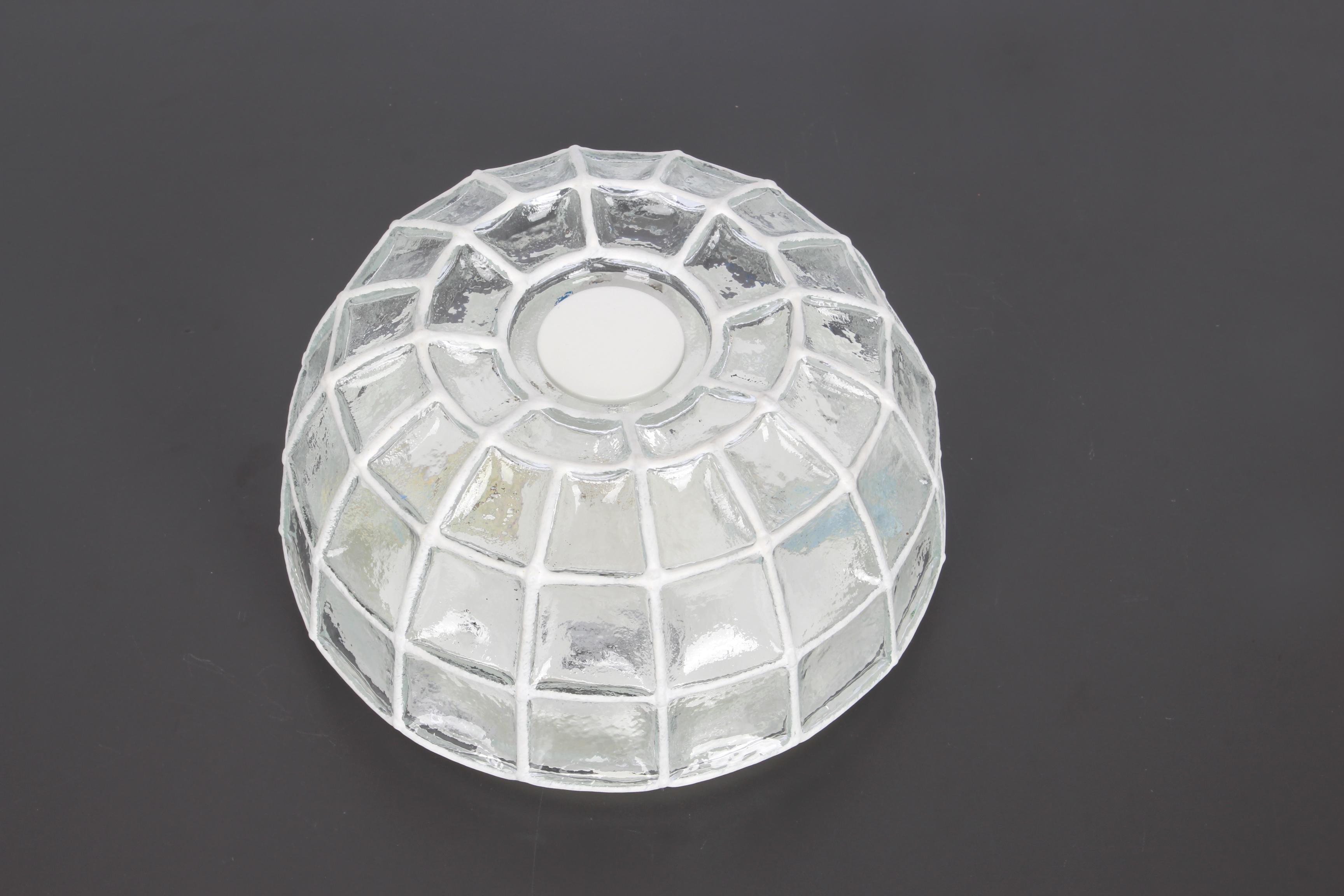 1 of 5 White Iron and Clear Glass Ceiling Lights by Limburg, Germany, 1960s For Sale 2