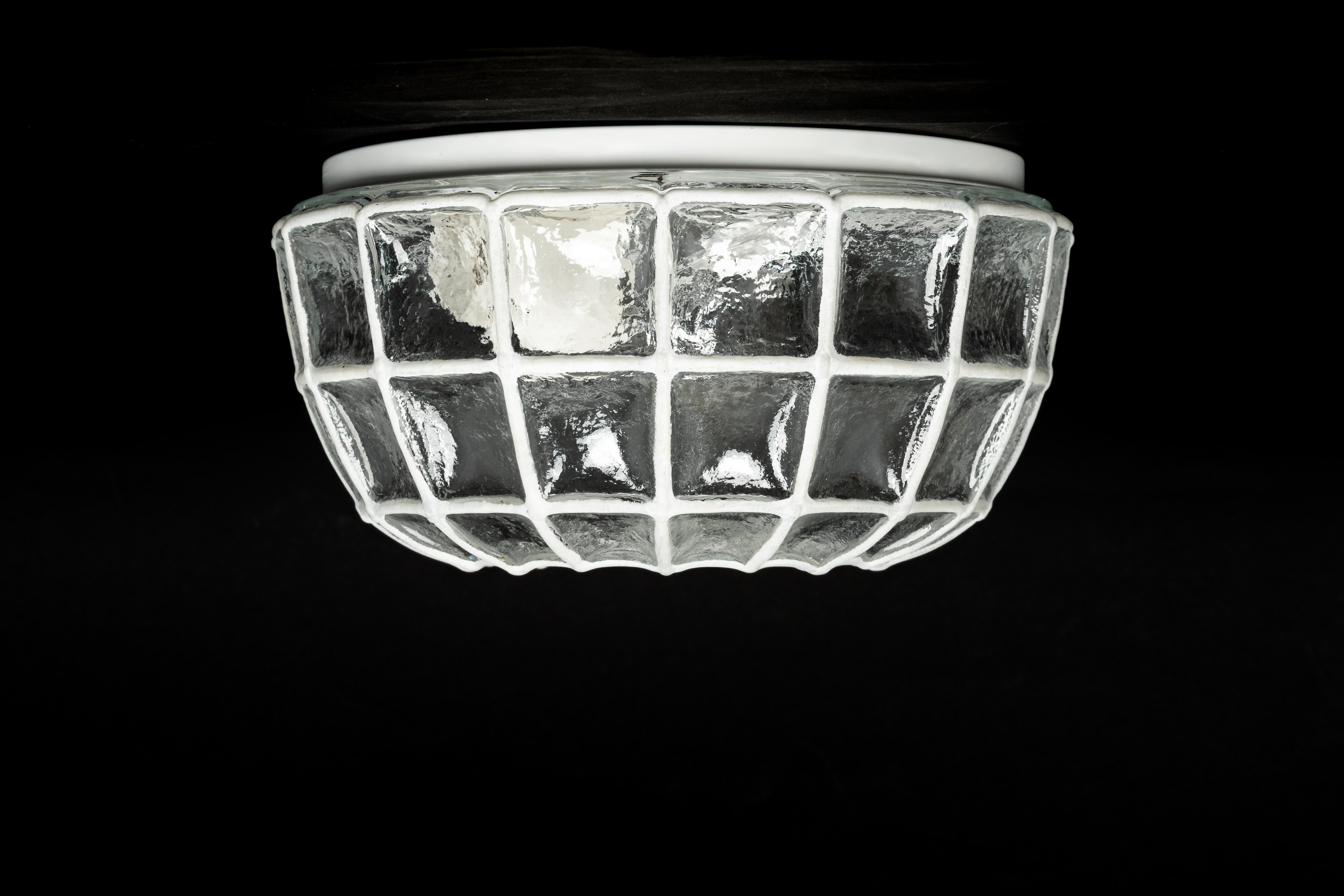 1 of 5 White Iron and Clear Glass Ceiling Lights by Limburg, Germany, 1960s For Sale 4