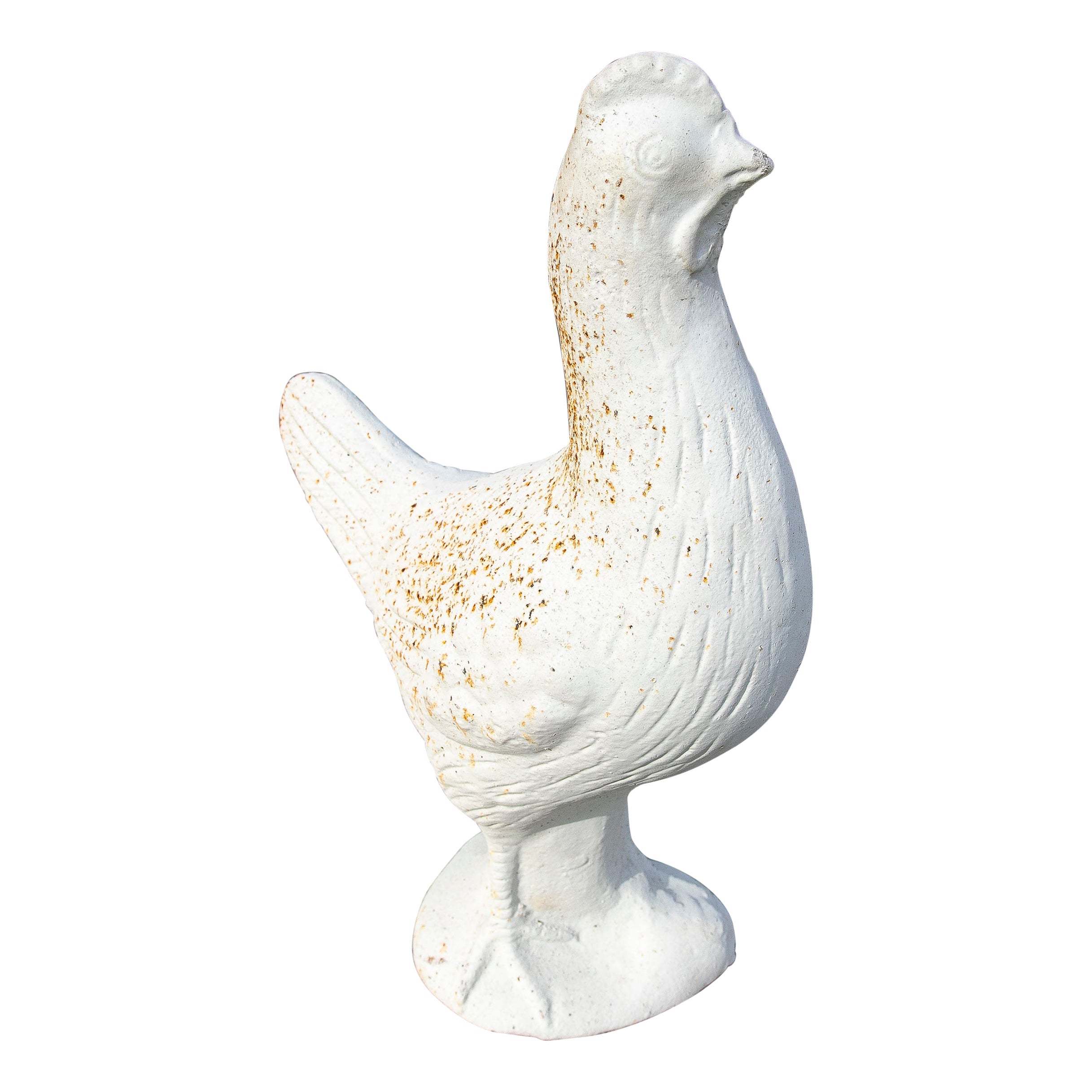 Escultura de pollo de hierro blanco para jardín o decoración en venta
