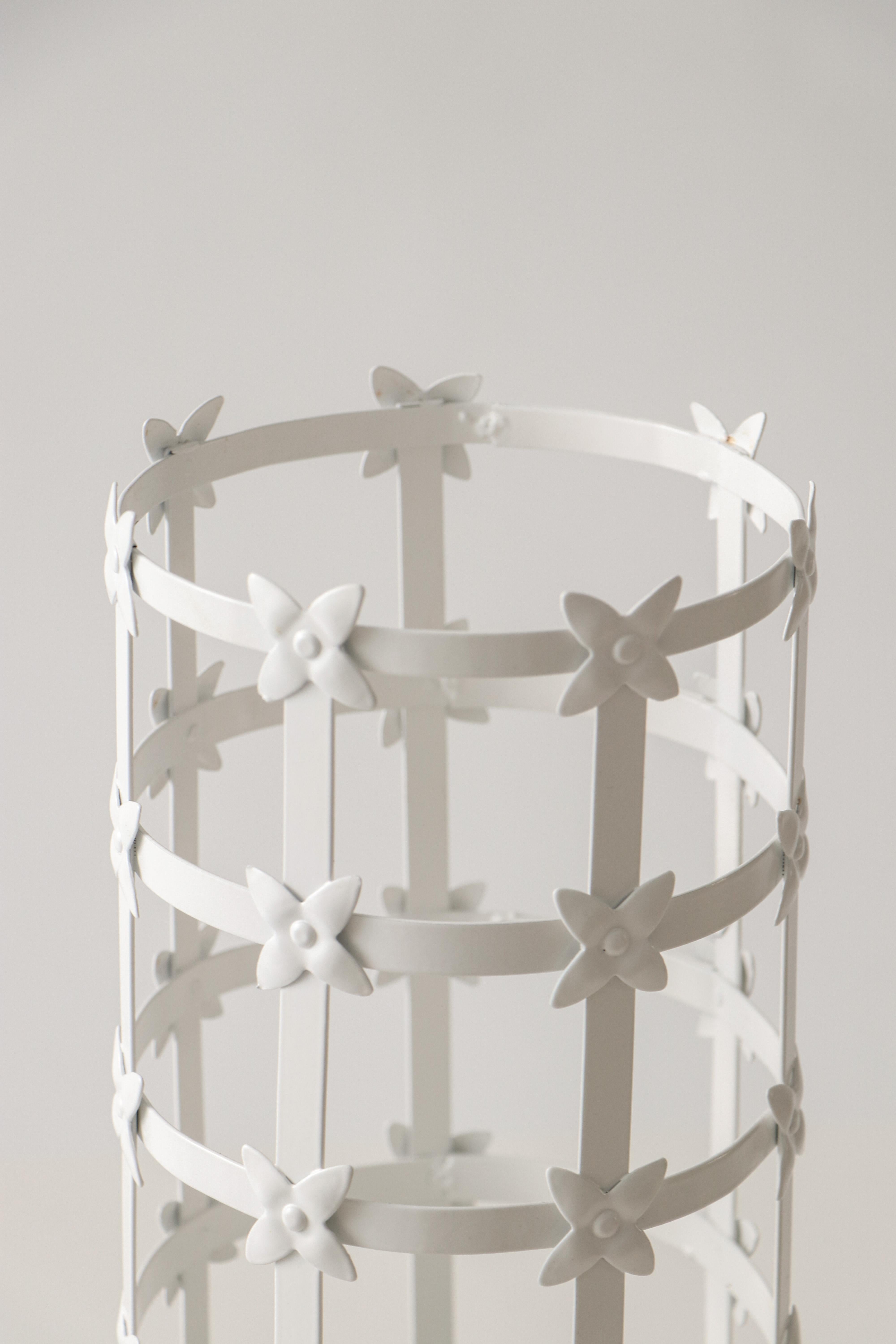 Spanish White Iron Handcrafted Flower Vase Contemporary Mediterranean Design For Sale