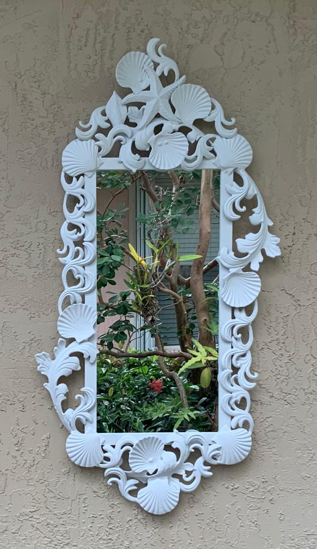 White Iron Sea Shell Mirror 3