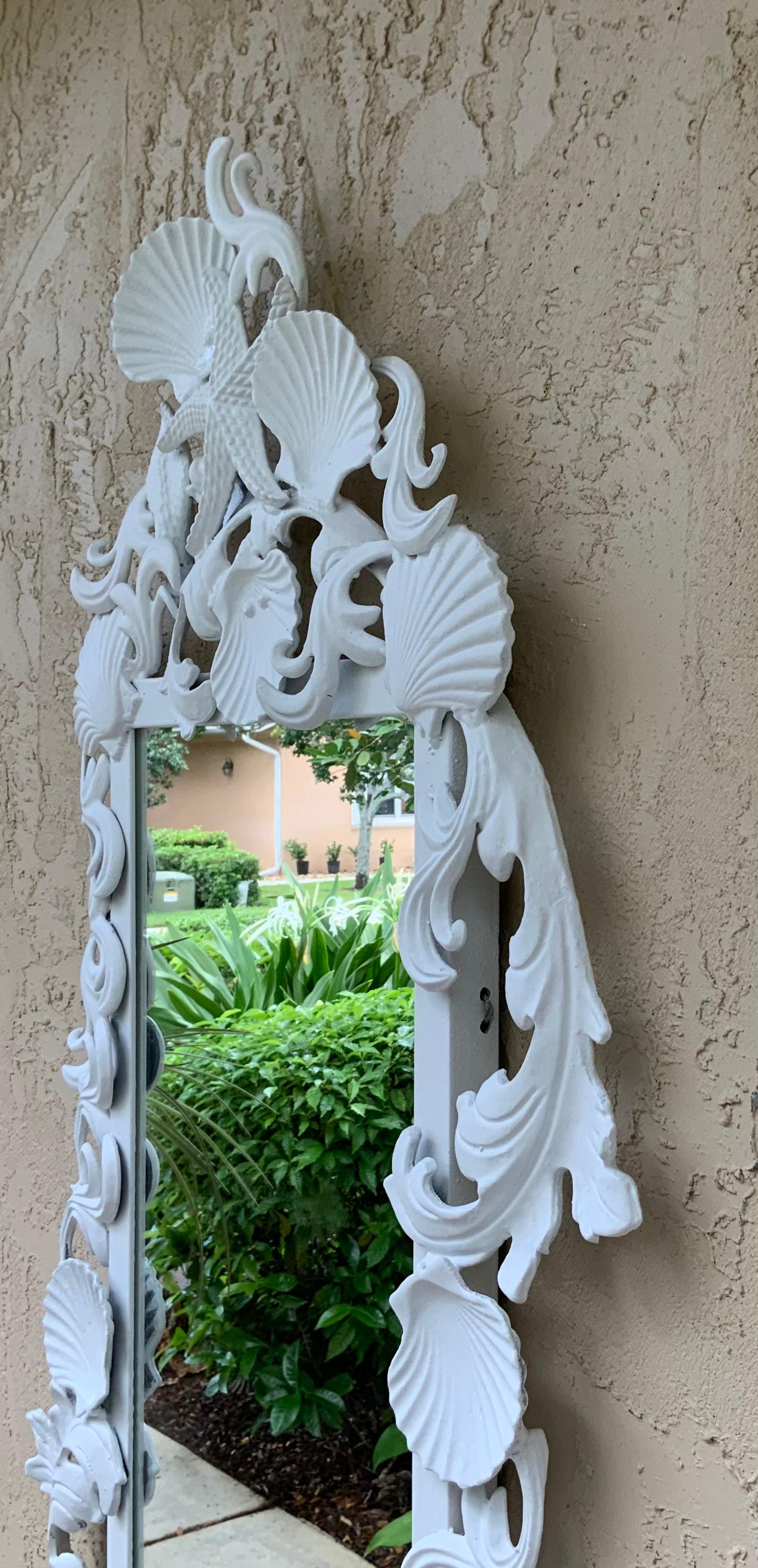White Iron Sea Shell Mirror 4
