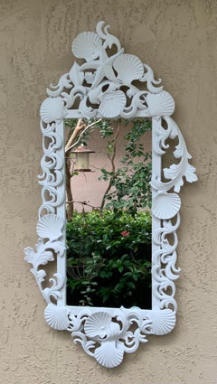 White Iron Sea Shell Mirror