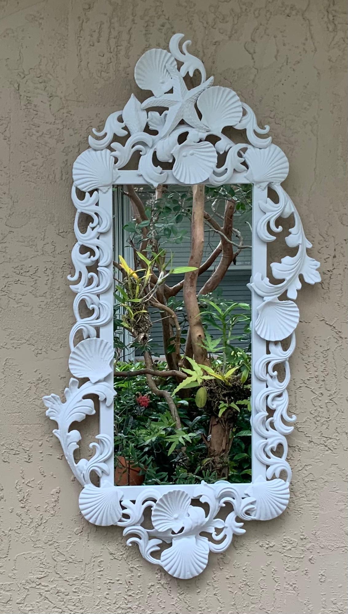 white shell mirror