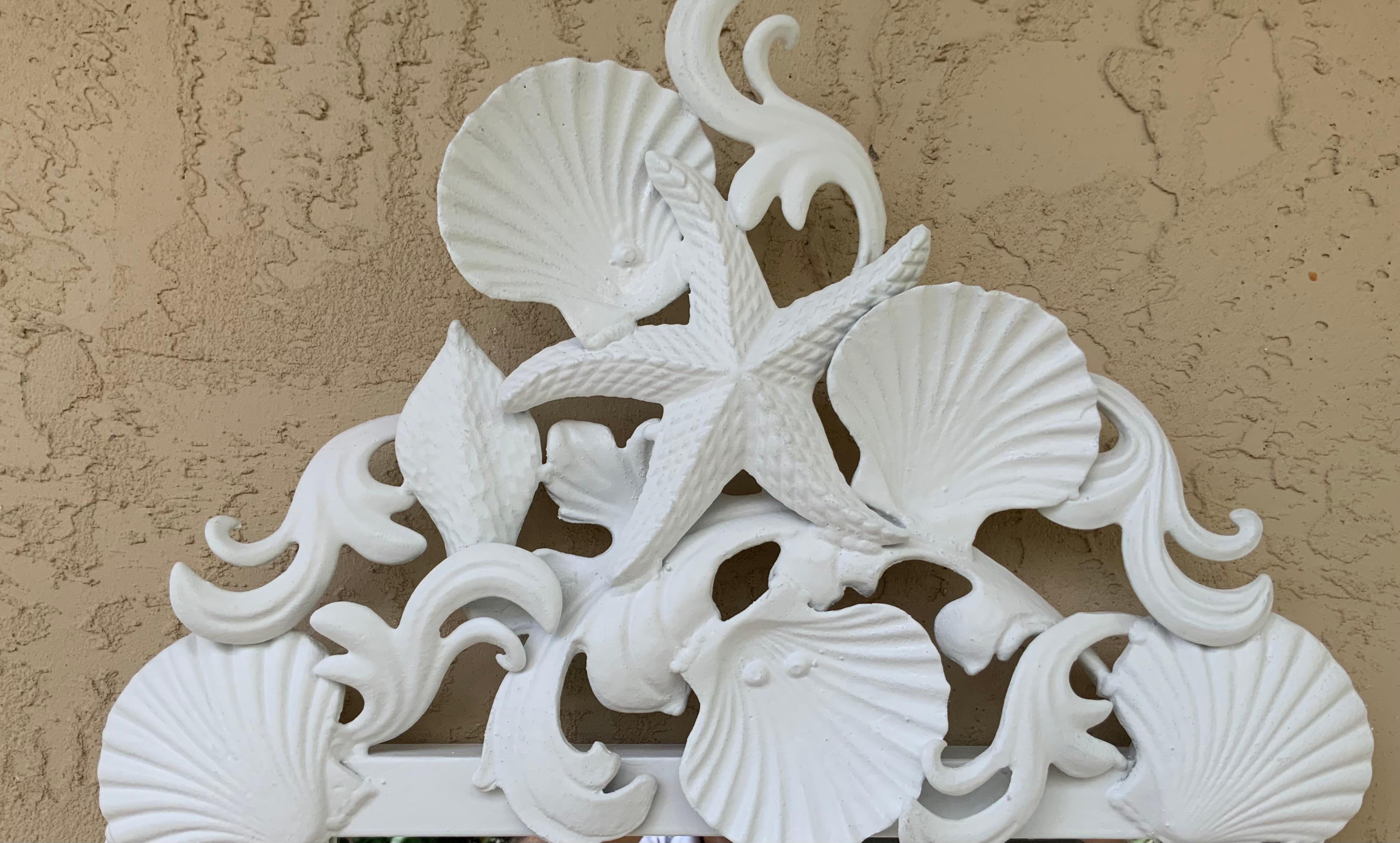 American White Iron Sea Shell Mirror