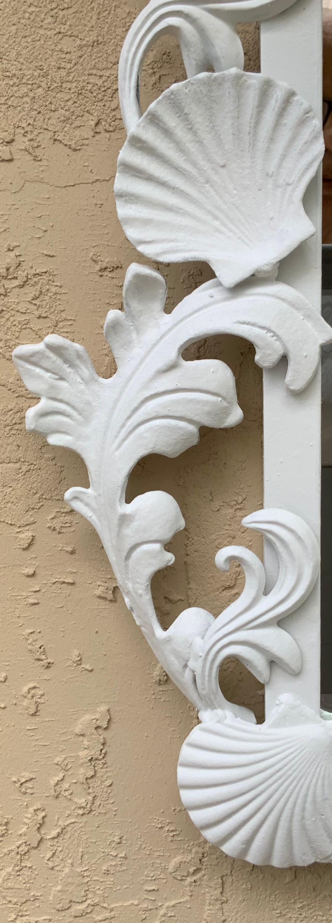 Contemporary White Iron Sea Shell Mirror
