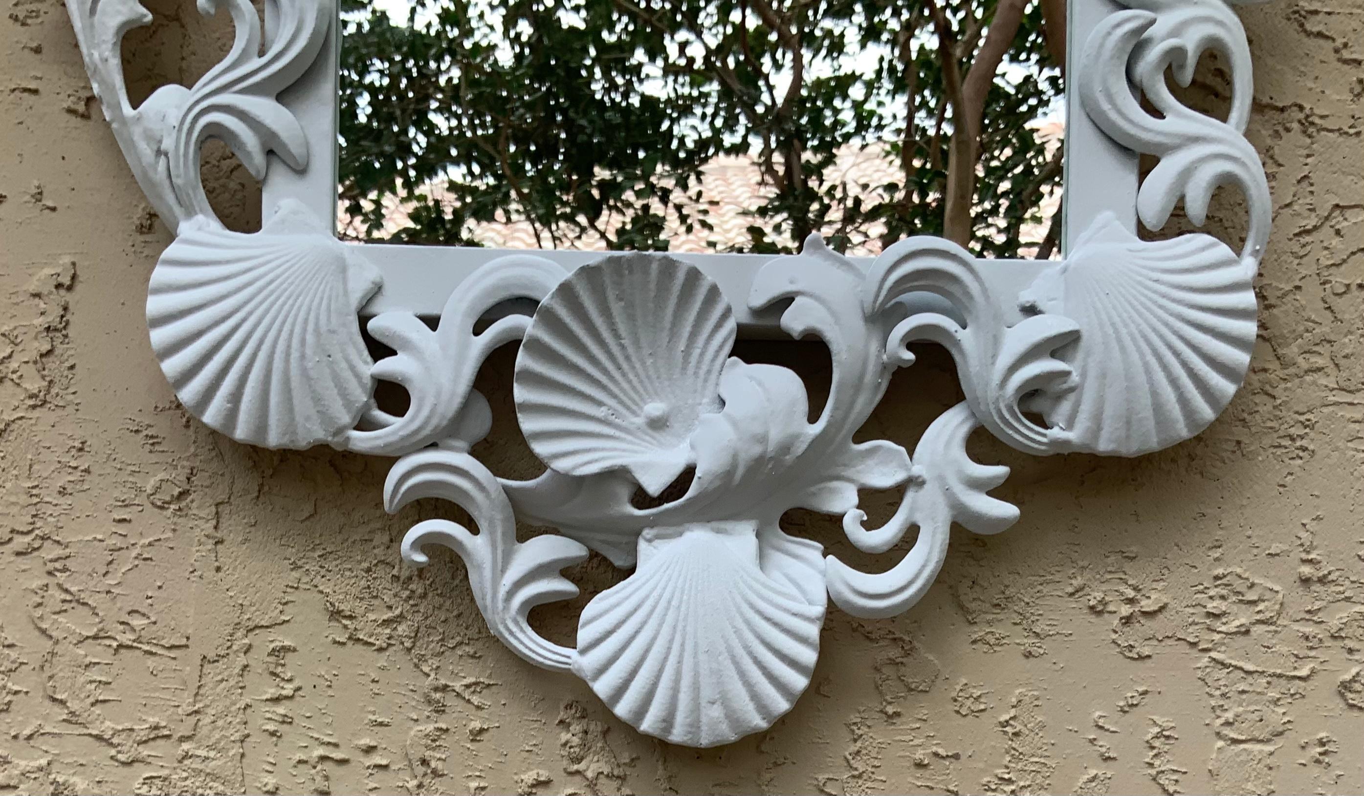 White Iron Sea Shell Mirror 2