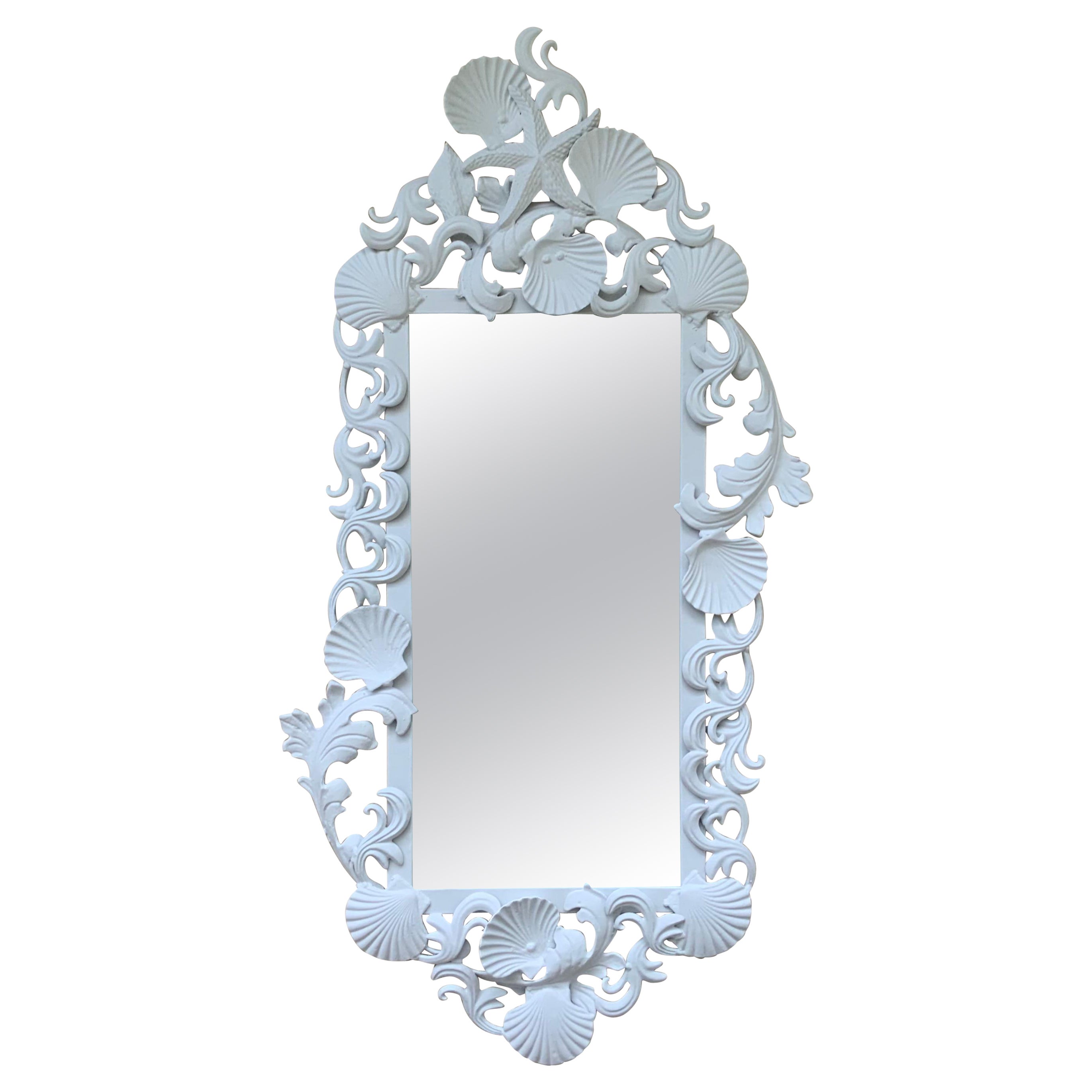 White Iron Sea Shell Mirror
