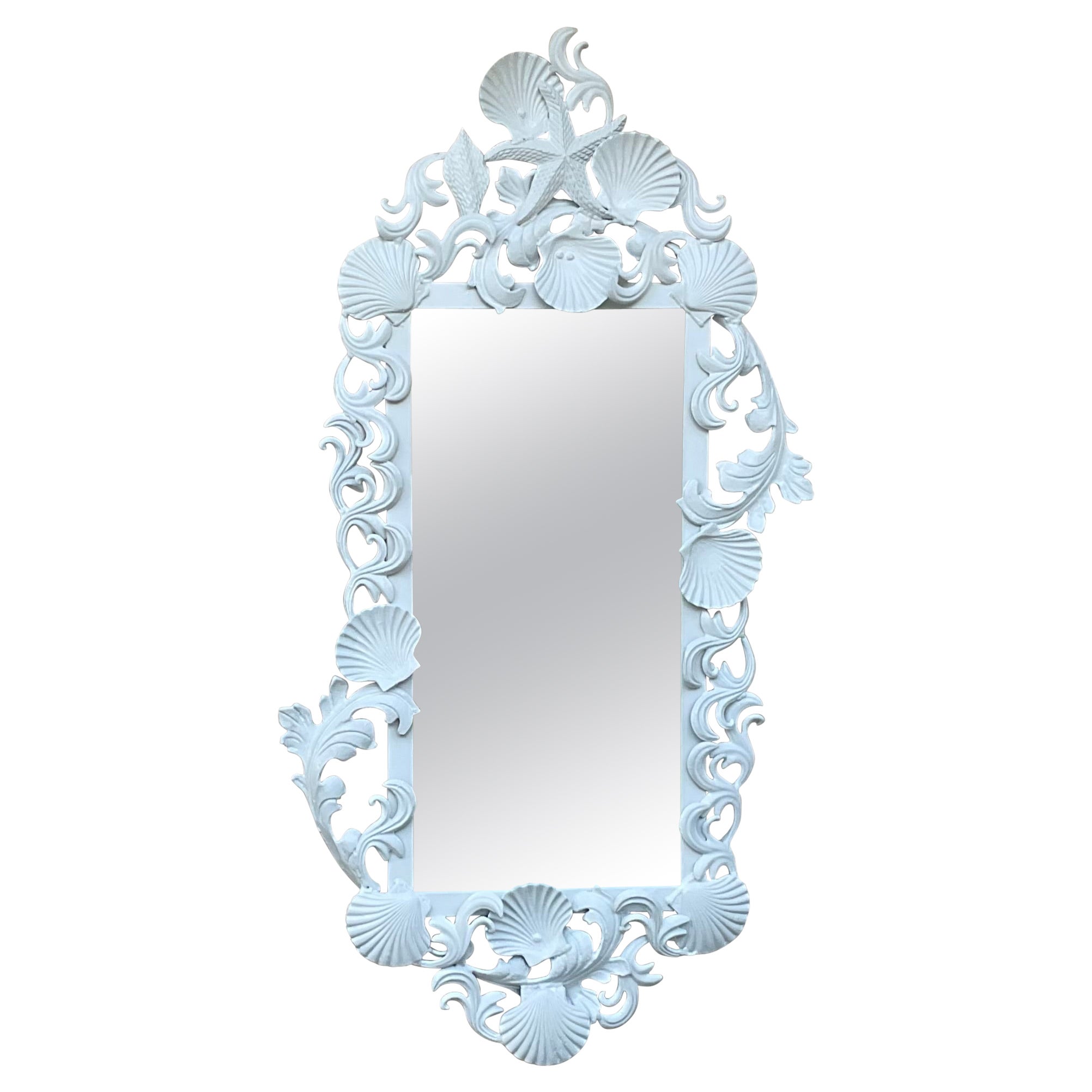 White Iron Sea Shell Mirror