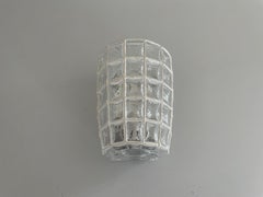 White Iron Structured Frame Single Glass Sconce by Limburg, 1960s, Germany