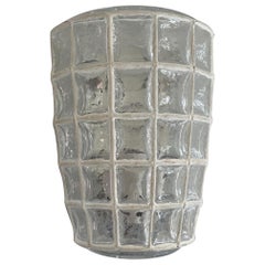 White Iron Structured Frame Single Glass Sconce by Limburg, 1960s, Germany