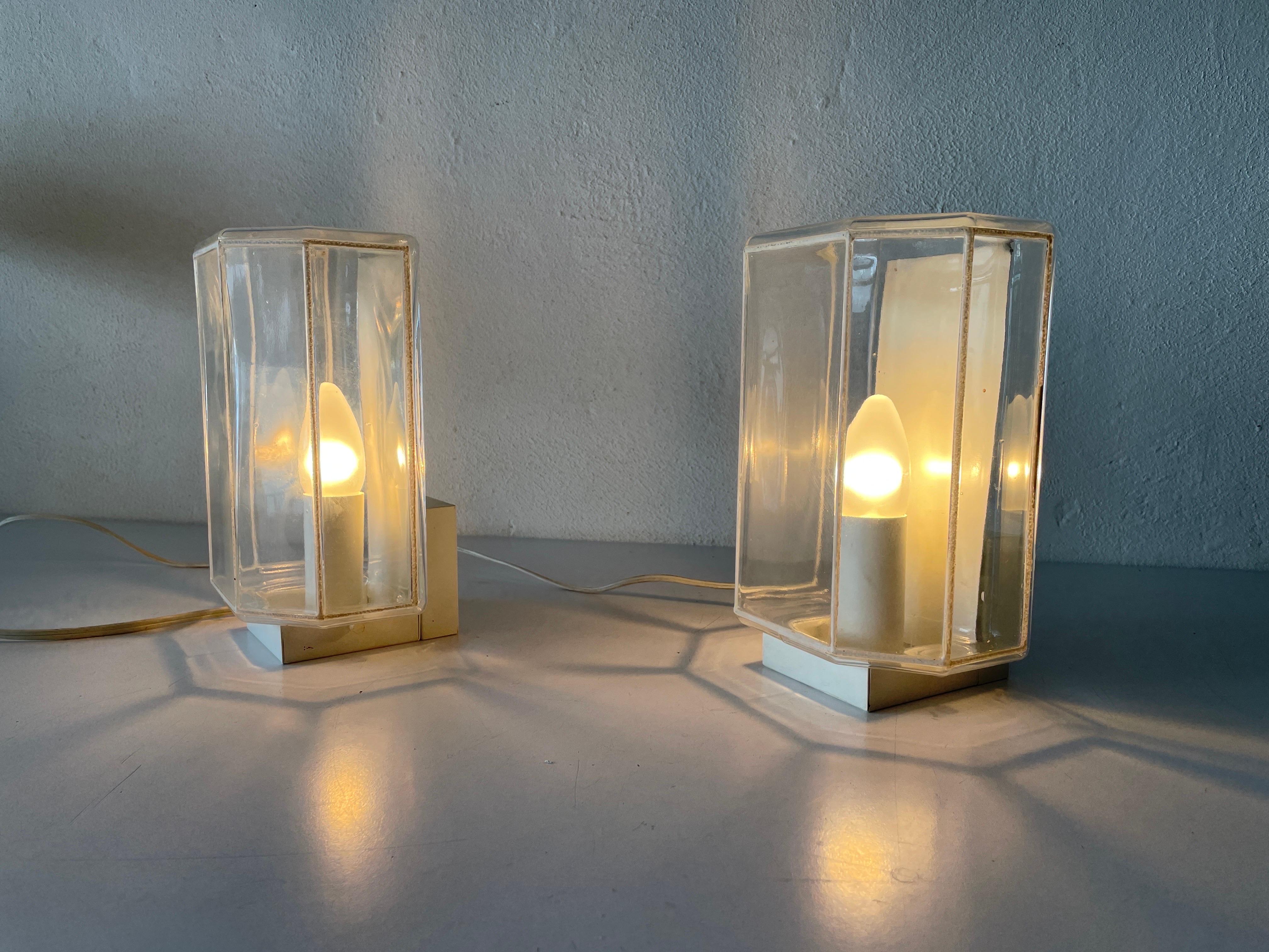 White Iron Structured Glass Pair of Sconces, 1960s, Limburg, Germany 7