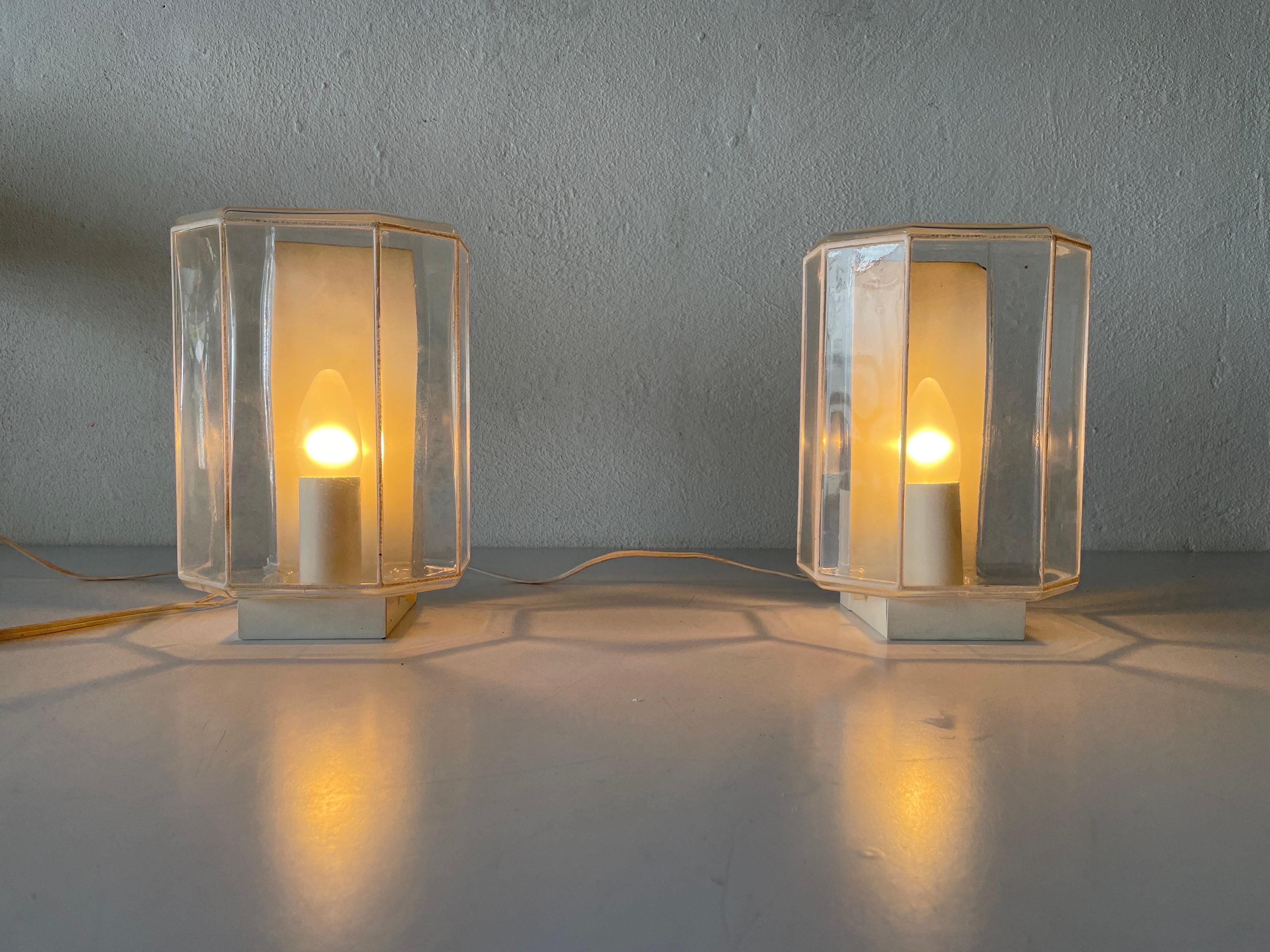 White Iron Structured Glass Pair of Sconces, 1960s, Limburg, Germany 2