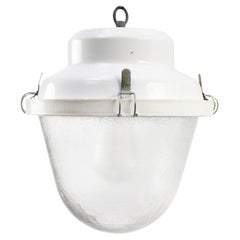 White Iron Retro Industrial Frosted Glass Pendant Lights