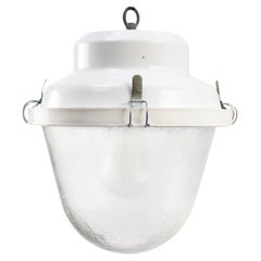 Lámparas Colgantes de Hierro Blanco Vintage Industrial de Vidrio Esmerilado