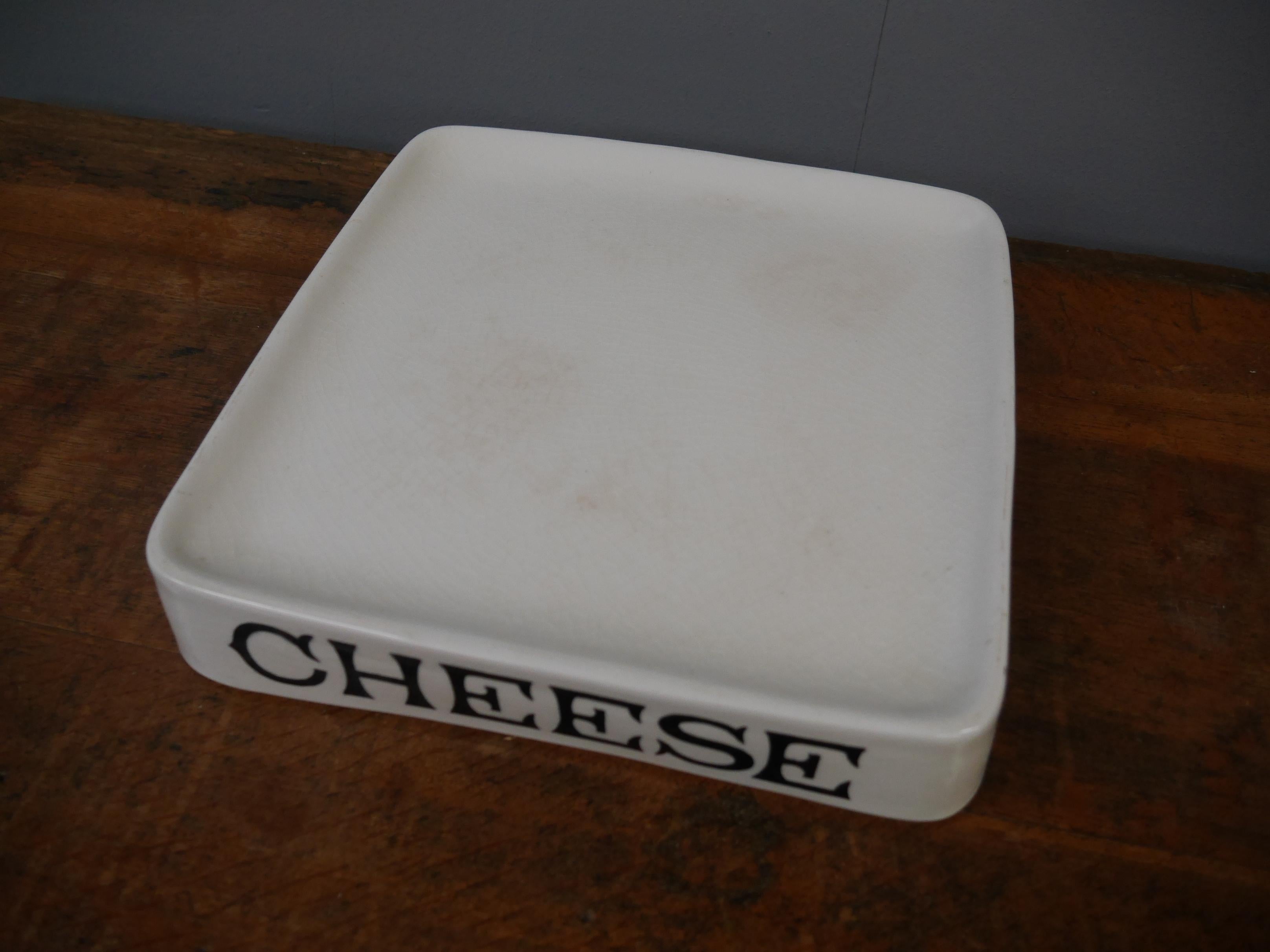 Glazed White Ironstone Grocer's Cheese Slab